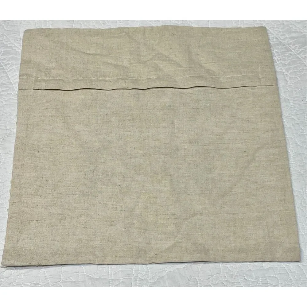 Pottery Barn Hand Embroidered Linen Pillow Cover 18”